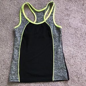 Black gray neon yellow gym tank